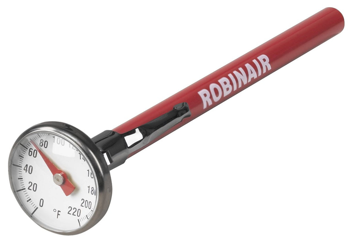 Robinair 10597 Termómetro de Esfera 0° a 220° F, Cara de 1 Pulgada, Rojo