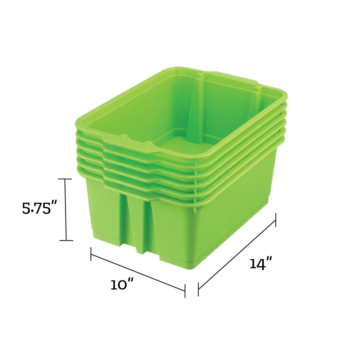 Really Good Stuff -160074GRN Contenedores apilables de plástico para libros y organizadores para el aula o el hogar, cestas de plástico resistentes y de colores (juego de 12)