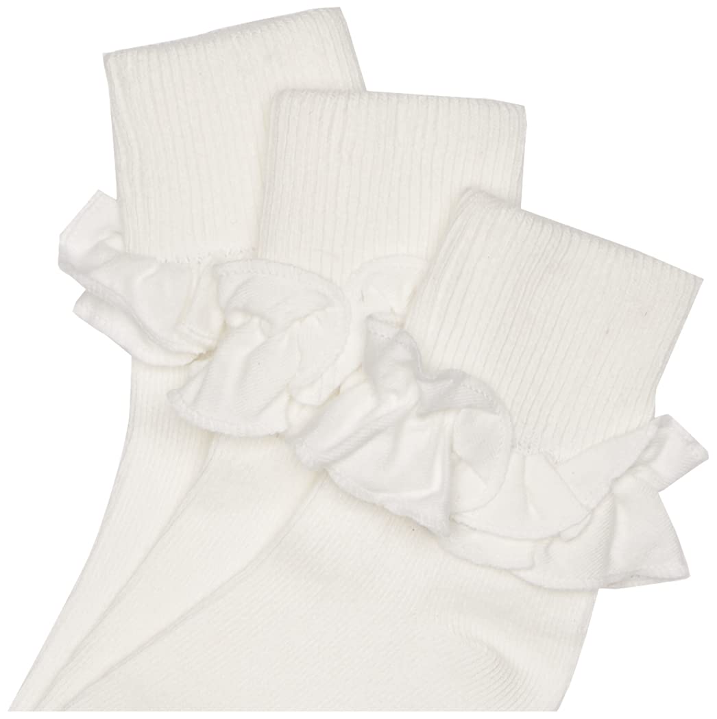 Jefferies Socks Paquete de 3 pares de calcetines para niñas de 2 a 6 años con vueltas