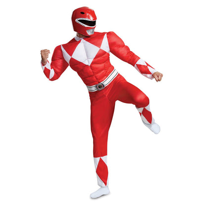Disguise Disfraz de músculo clásico Red Ranger para adultos Disfraces de tamaño adulto Hombre