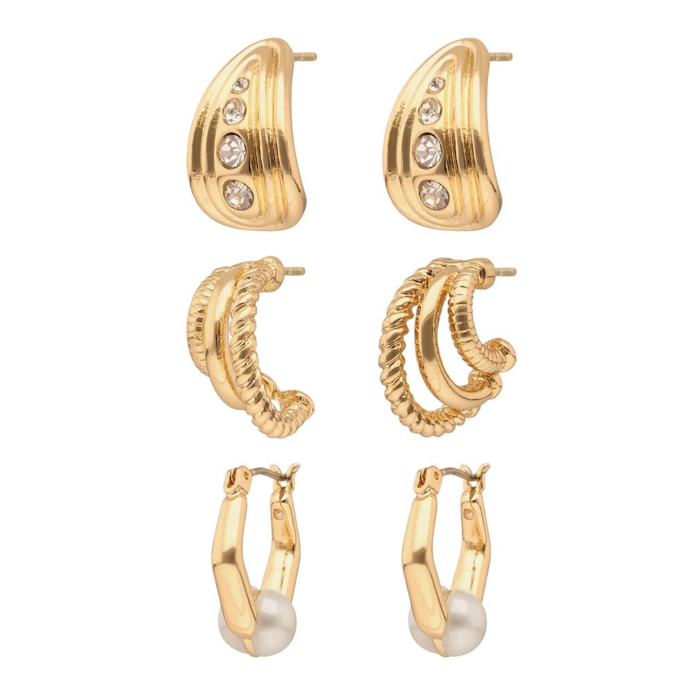 Anne Klein Set de 3 Aretes Dorados para Mujer