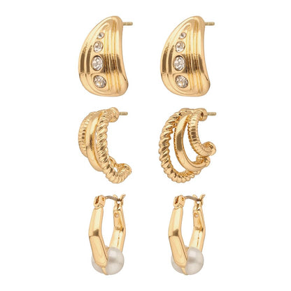 Anne Klein Set de 3 Aretes Dorados para Mujer
