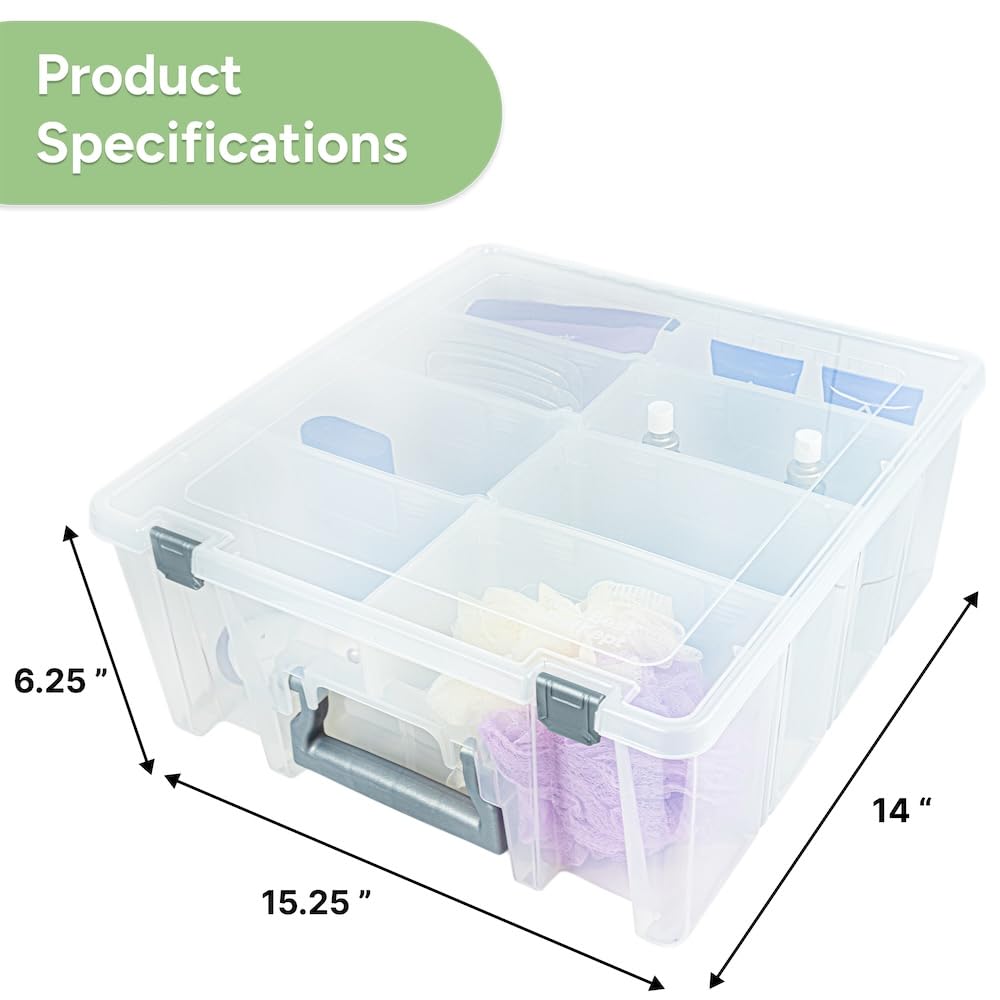 AB Designs Super Satchel - Caja de almacenamiento de arte con 8 compartimentos extraíbles, cierre inteligente para suministros de manualidades