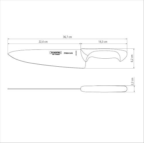 TRAMONTINA - Cuchillo Chef Premium, con Lámina de Acero Inoxidable y Mango de Polipropileno Texturizado Blanco, Cubierto para Uso Diario, Calidad y Diseño, Tamaño de 10"