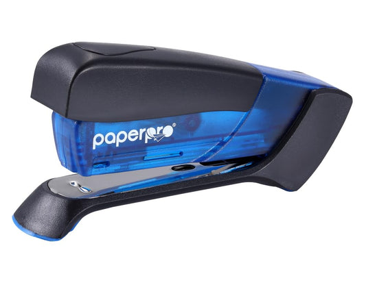 PaperPro - Grapadora compacta clásica de computadora, capacidad de 15 hojas, sin esfuerzo, un dedo, 80% más fácil, color azul