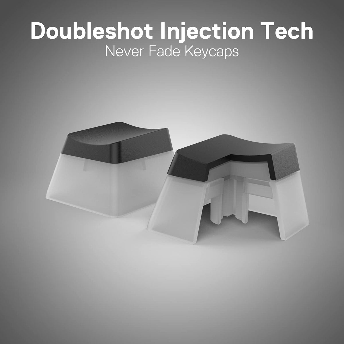 Redragon A130 - Teclas de pudín Negro, Juego de 104 Teclas estándar Doble PBT con Capa translúcida para Teclado mecánico, Perfil OEM, diseño ANSI en inglés (EE. UU.)
