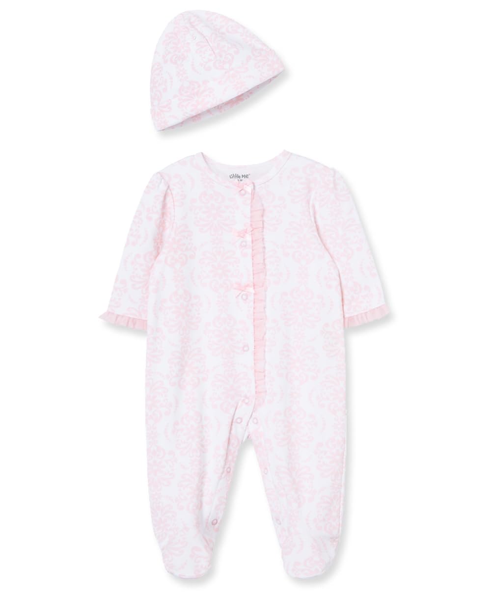Little Me Footie para bebé niña - Bebé - Prematuro - Damasco rosa