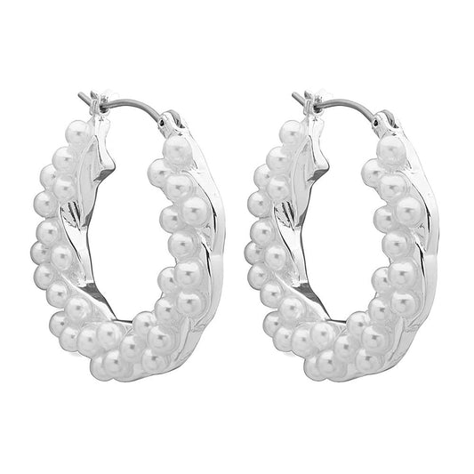 You're Invited Aretes Plata Tipo Arracada | Imitación perla, para mujer, diseño clásico, aleación de metales con acero inoxidable