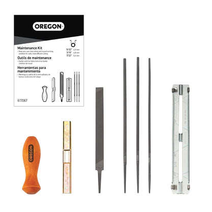 Oregon Kit de afilado universal de 7 piezas para motosierra – Incluye 5/32 pulgadas, 3/16 pulgadas y 7/32 pulgadas, lima plana de 6 pulgadas, asa, guía de archivo y bolsa de viaje (617067)
