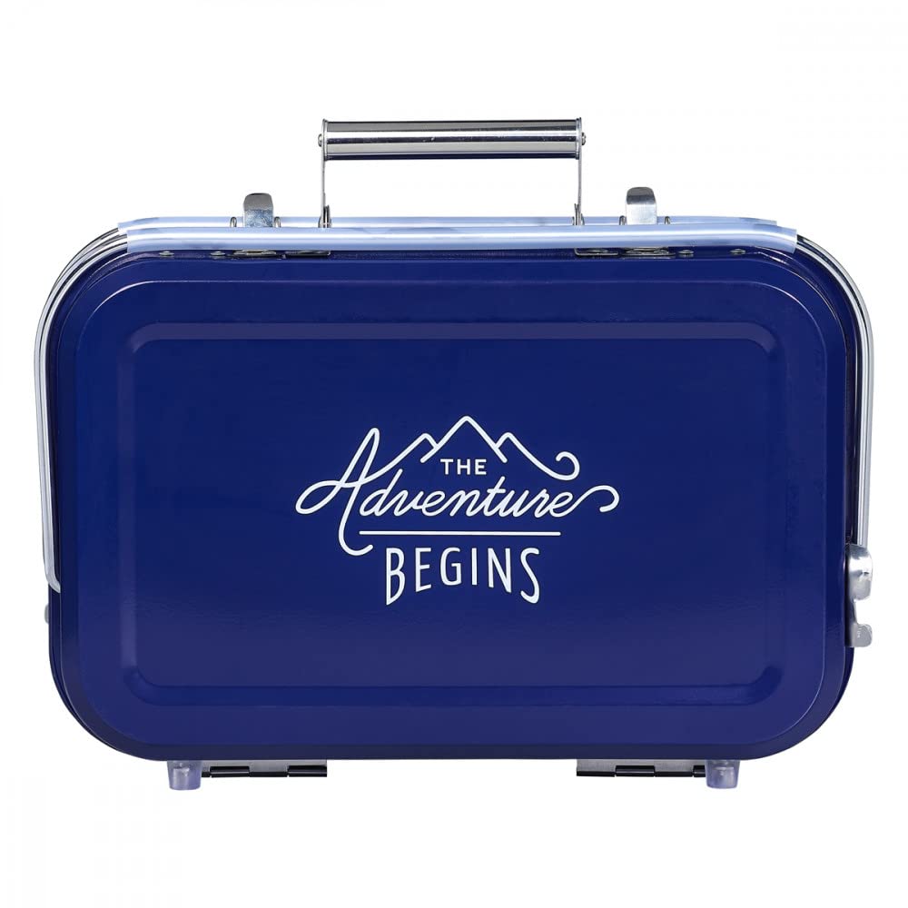 Gentlemen Hardware – Barbacoa de carbón portátil retro con funda de transporte de metal, ligera, para asar sobre la marcha, fácil de montar, duradera, práctica (azul)