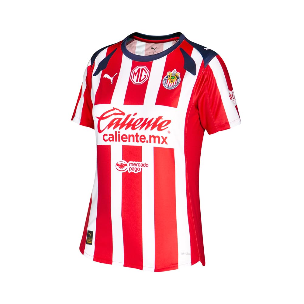 Puma Chivas Home - Playera de Manga Corta con Cuello Redondo para Mujer, Estilo Casual, Color Rojo