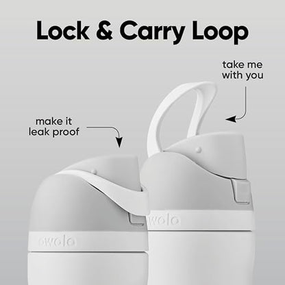 Owala FreeSip Botella de acero inoxidable aislada con popote, botella de agua deportiva libre de BPA, ideal para viajar, 40 oz, Malvavisco Tímido