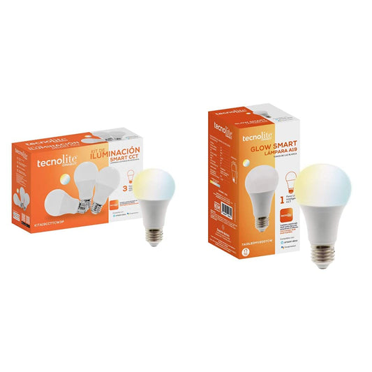 Kit de 3 focos LED Inteligentes,Tecnolite KIT GLOW SMART, CCT Atenuble + Foco Inteligente LED, GLOW SMART,7 W