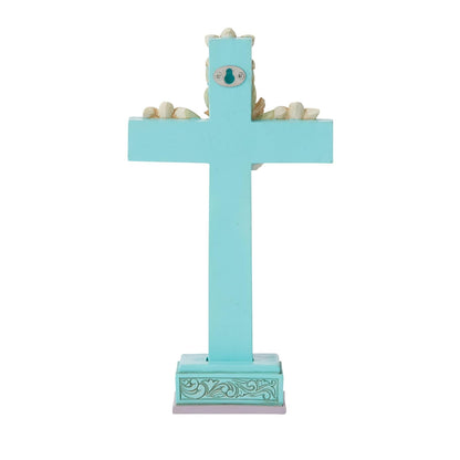 Enesco Jim Shore Heartwood Creek Cross con lirios de Pascua y paloma, 7.83 pulgadas, multicolor