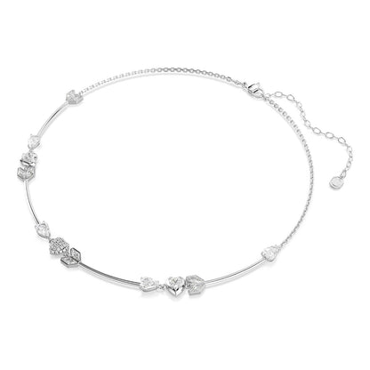 Swarovski Idyllia - Collar de corazón con flecha, chapado en rodio, color blanco
