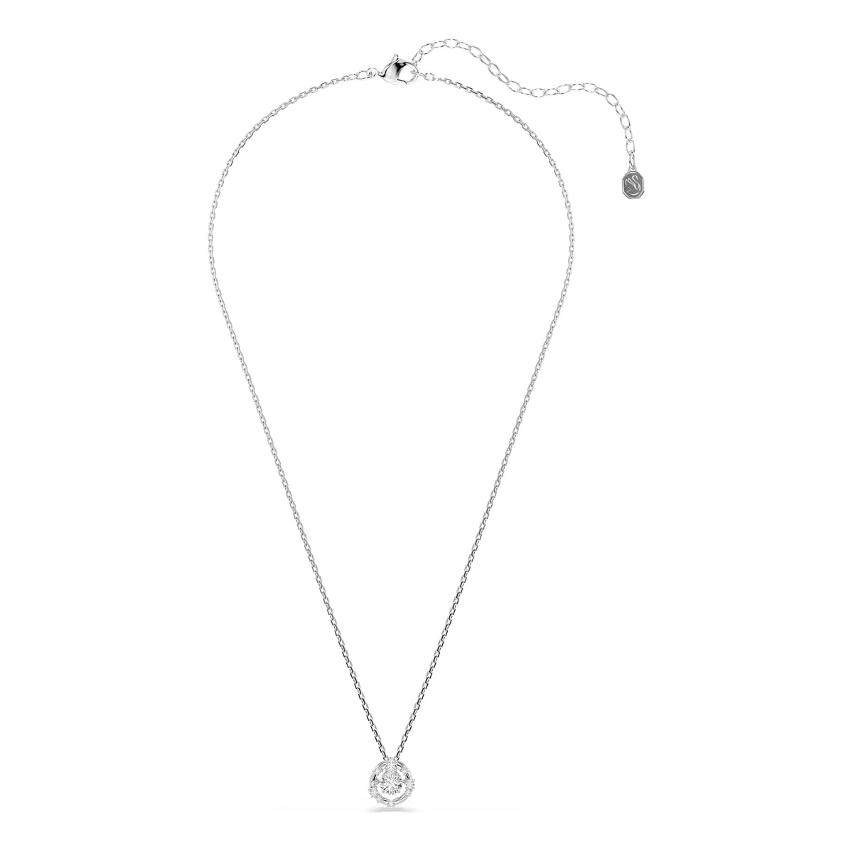 Swarovski Colección Constella - Piedra danzante de corte redondo, color blanco, chapado en rodio, Talla única, Sin metal, cristal de swarovski