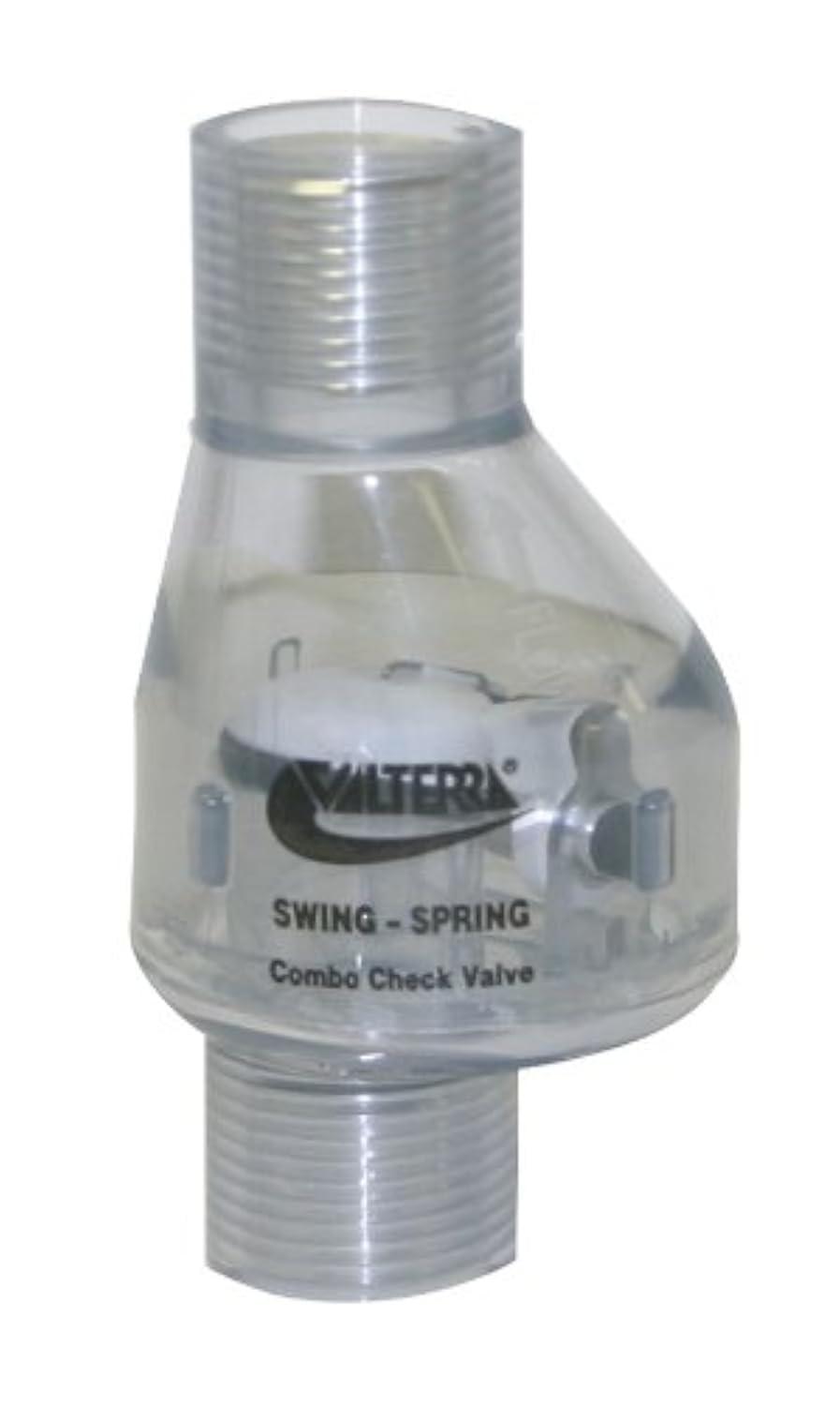 Valterra 200-C05F Válvula de Retención de PVC Oscilante/Resorte NPT 1/2 pulgada Transparente