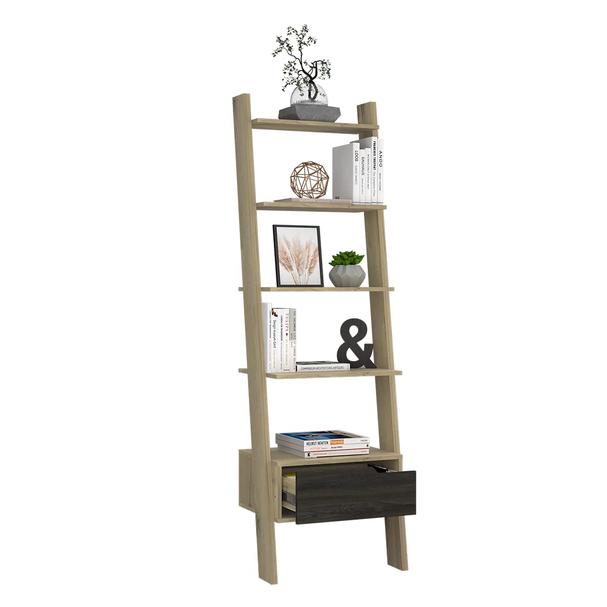 Diecsa Deco Home Estanteria Oslo armable, Color Duna con Carbon, Dimensiones 56 Largo X 39 Ancho X 180 Alto cm, Estilo contemporáneo, con Cuatro entrepaños