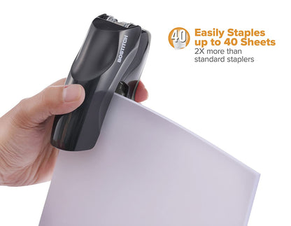 Bostitch - Grapadora de oficina resistente, capacidad de 40 hojas, sin atascos, media tira, cabe en la palma de tu mano, para aula, oficina o computadora, sin elección de color, una por pedido
