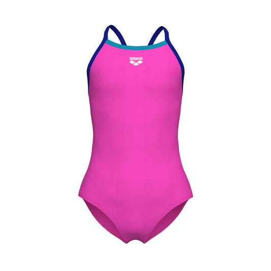 Arena Feel Solid Light Drop Back Swimsuit Thin Straps Stretchy One Piece Kids Bathing Suit Traje de baño de una Sola Pieza Niñas