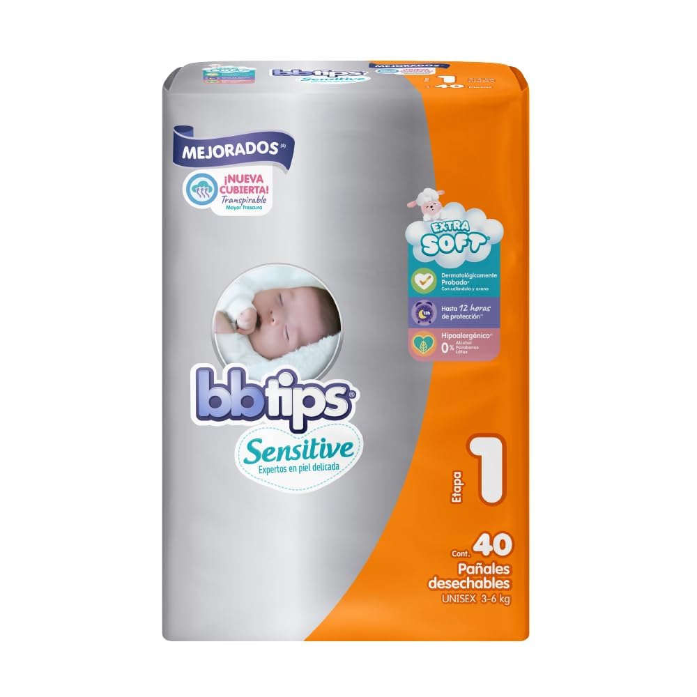 BBtips Sensitive Pañales, Baby Diapers , Talla 1 Paquete de 160