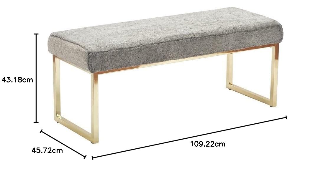 Elle Decor FUCN20047D Giselle Bench, Faux Fur