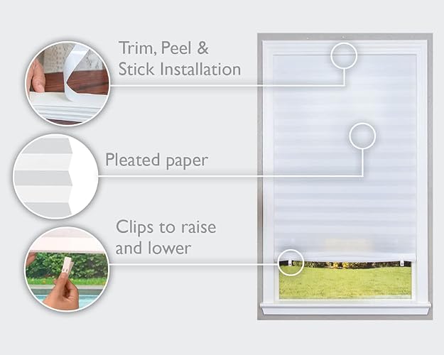 Redi Shade No Tools Original Light Filtering Pleated Paper Shade, White, 36" x 72", 6 Pack