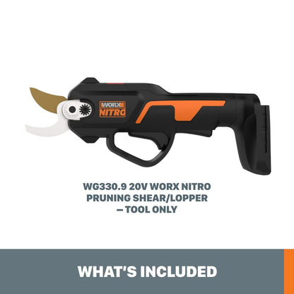 Worx WG330.9 - Tijera de podar Worx NITRO de 20 V con potencia compartida (solo herramienta)