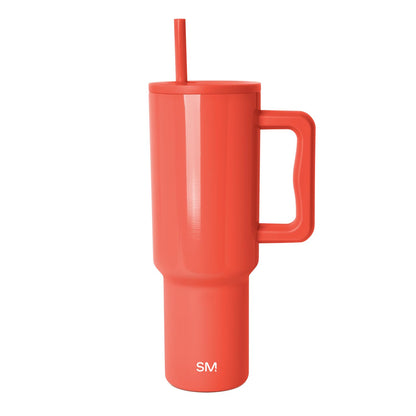Simple Modern Trek Vaso Térmico con Asa y Popote, Acero Inoxidable, 890-1180 ml - 1180ml - Shiny: Flame