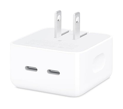 Apple 35W Dual USB-C Port Compact Power Adapter | Carga rápida y práctica, cargador de pared tipo C