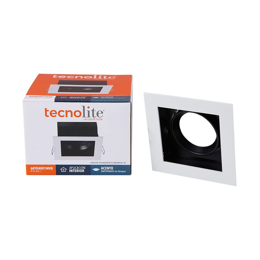 Tecnolite Lámpara Downlight Empotrable Dirigible, Potencia Máx. 60 W, Base GX5.3/GU10, No incluye foco