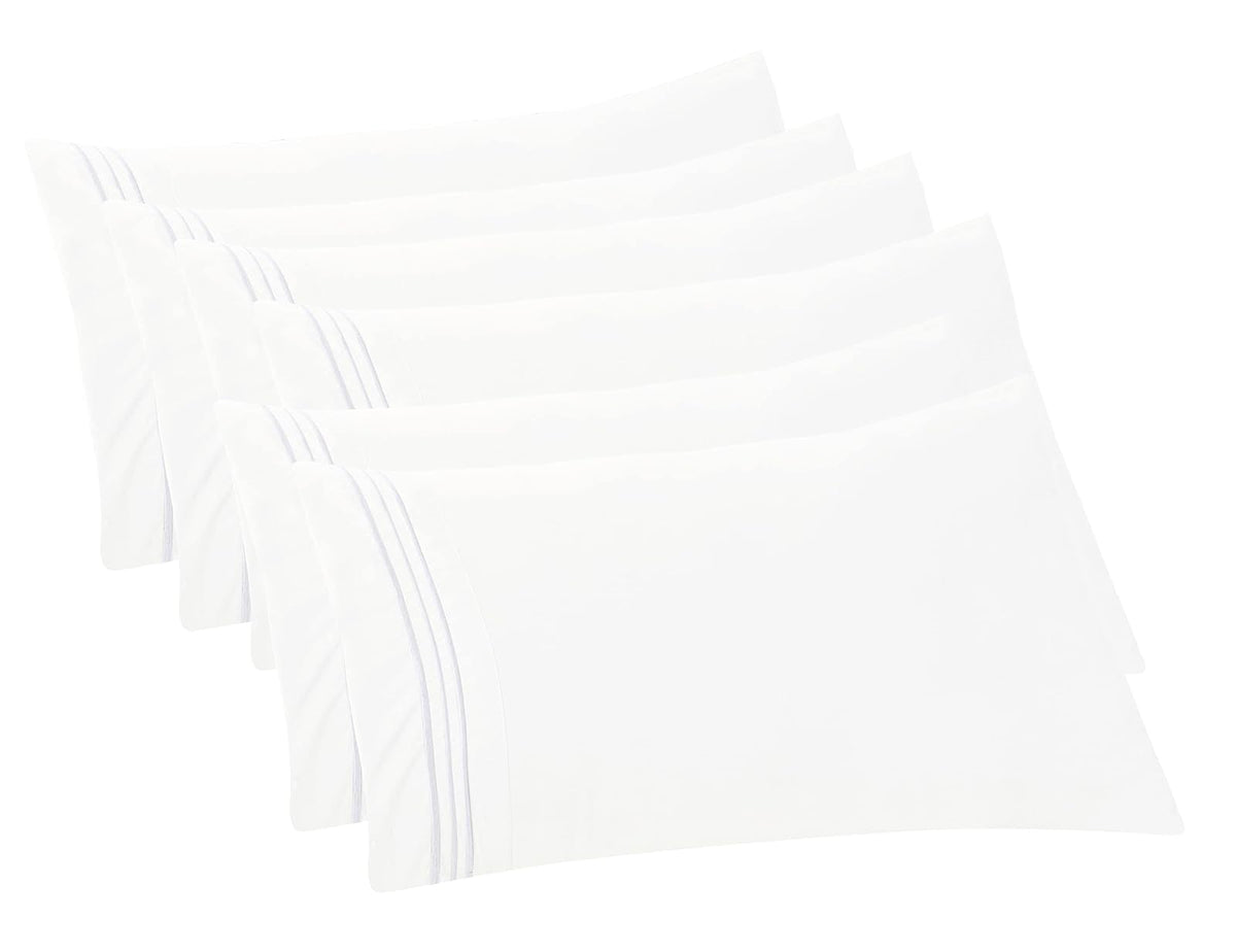 Elegant Comfort Fundas de Almohada 1500 Hilos - Estándar - Queen - Paquete de 6 - Blanco