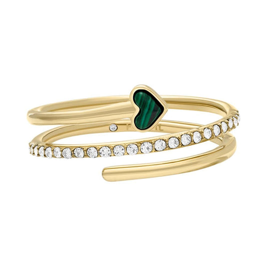 Anillo apilado Fossil Jewelry JF04860710 de acero inoxidable de color dorado para dama, talla 9