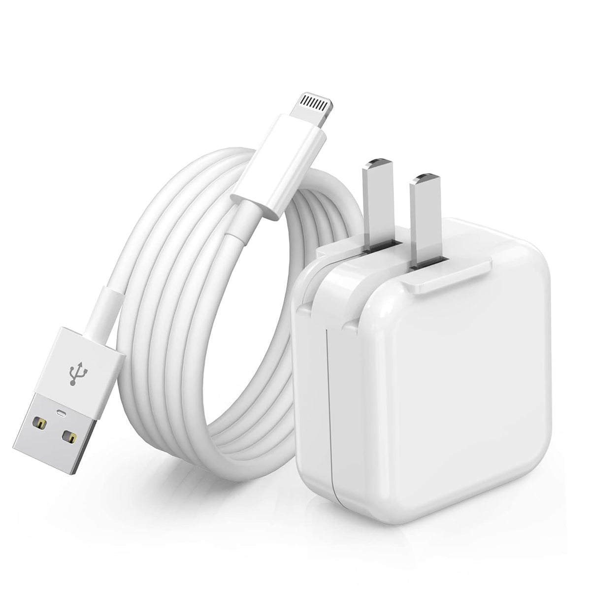 StinkLight Cargador para iPad, Cargador de iPhone Cargador de Pared USB de 12 W, Enchufe de Viaje Plegable portátil con Cable Lightning de 6.6 pies, Compatible con iPhone, iPad，iPad Air 1/2/3