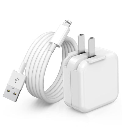 StinkLight Cargador para iPad, Cargador de iPhone Cargador de Pared USB de 12 W, Enchufe de Viaje Plegable portátil con Cable Lightning de 6.6 pies, Compatible con iPhone, iPad，iPad Air 1/2/3
