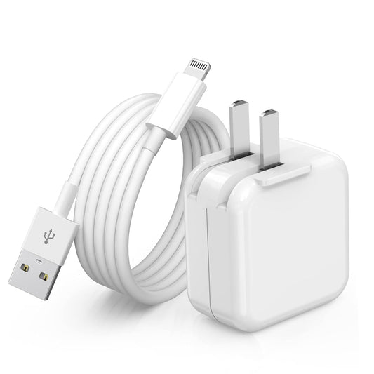 StinkLight Cargador para iPad, Cargador de iPhone Cargador de Pared USB de 12 W, Enchufe de Viaje Plegable portátil con Cable Lightning de 6.6 pies, Compatible con iPhone, iPad，iPad Air 1/2/3