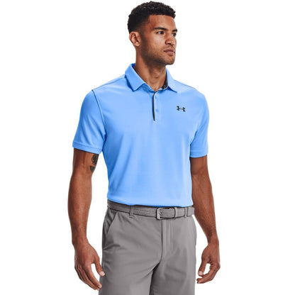 Under Armour Tech - Polo de Golf para Hombre - G Alto - Azul (Carolina Blue (475) - Gris parcela)