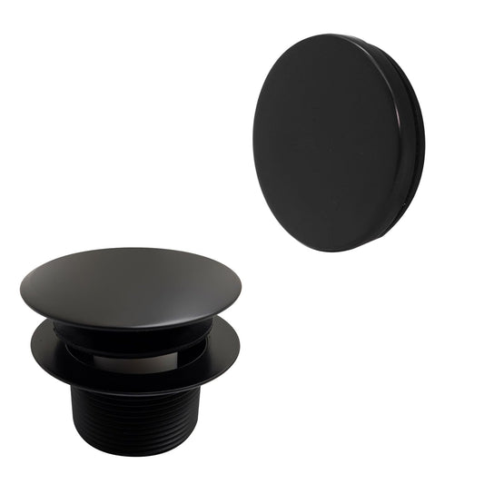 WestBrass MPSM - Tapón de drenaje para tina (1-1/2", rosca gruesa, con placa frontal flotante), Europeo, Negro mate