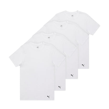 Puma Paquete de 4 Playeras de Algodón Manga Corta Hombre - M - Blanco