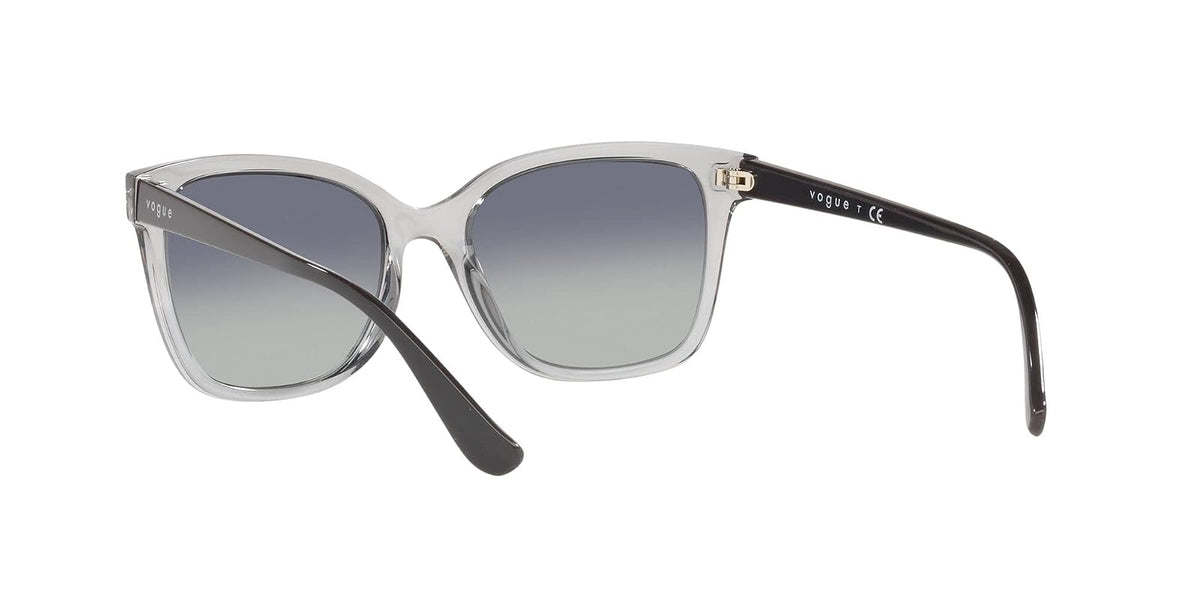 Vogue Eyewear Woman Sunglasses Transparent Grey Frame, Grey Gradient Dark Blue Lenses, 54MM