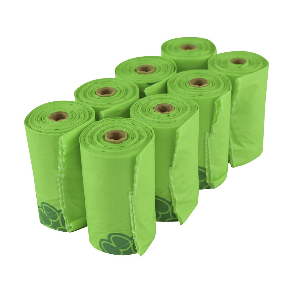 Fancy Pets Bolsas Compostables Biodegradables Sanitarias para Recoger Desechos y/o Heces Fecales de Perro con 8 Rollos / 120 bolsas