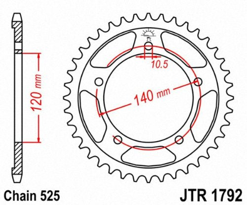 JT Sprockets JTR1792.47 47T - Piñón Trasero de Acero, Negro, 47 Dientes
