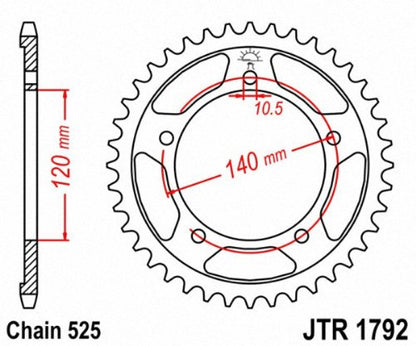 JT Sprockets JTR1792.47 47T - Piñón Trasero de Acero, Negro, 47 Dientes