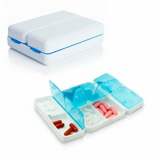 Pastillero de plástico plegable con broche magnético y 8 compartimentos.Organizador de pastillas y medicinas. Pastillero portatil