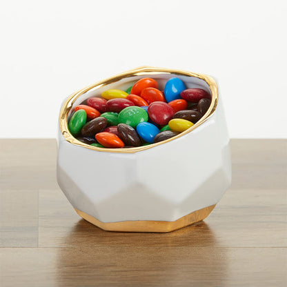 Kate Aspen 23262NA Macetas geométricas de cerámica Mini Cuencos Decorativos, hogar, habitación, Escritorio, decoración de Mesa, Talla única, Blanco, pequeño (Juego de 3)