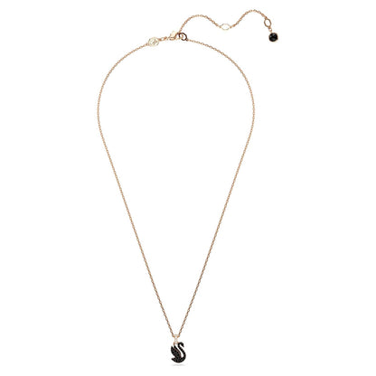 Swarovski Colgante swan, cisne, pequeño, negro, baño tono oro rosa