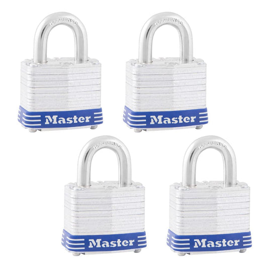 Master Lock 3QLDHCHD Zinc Plated Steel Padlocks, 4-Pack