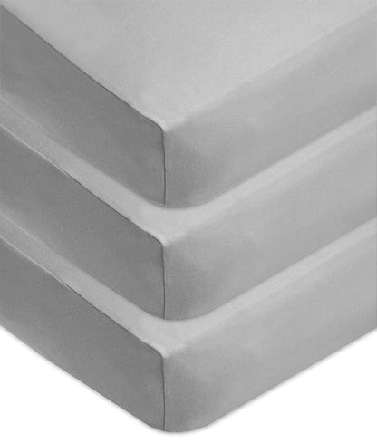 American Baby Company Sábanas Bajeras de Algodón para Cuna Paquete de 3 - Gris - 3 paquetes
