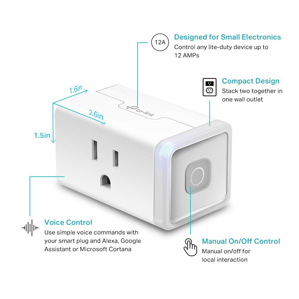 Kasa Smart WiFi Plug Lite by TP-Link - 12A, no requiere Hub, funciona con Alexa y Google (HS103P4)