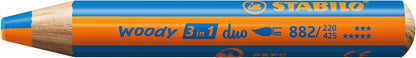 STABILO woody 3 en 1 duo - Estuche con 6 colores bitono y sacapuntas | Paquete de 6 unidades, con sacapuntas y 6 bolígrafos